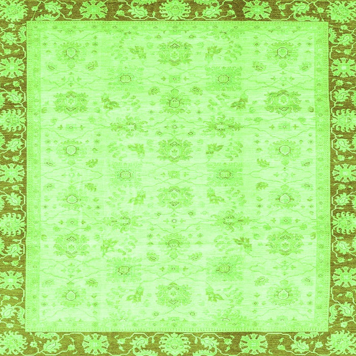 Square Machine Washable Oriental Green Traditional Area Rugs, wshabs3768grn