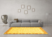 Machine Washable Oriental Yellow Traditional Rug, wshabs3768yw