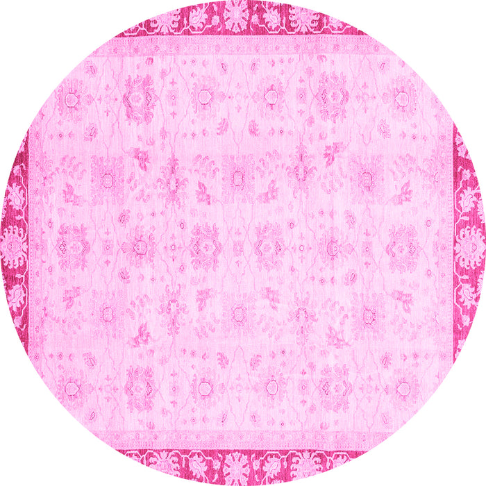 Round Oriental Pink Traditional Rug, abs3768pnk