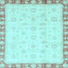 Square Machine Washable Oriental Light Blue Traditional Rug, wshabs3768lblu