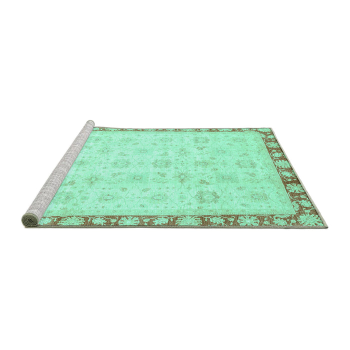 Sideview of Machine Washable Oriental Turquoise Traditional Area Rugs, wshabs3768turq