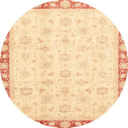 Round Machine Washable Abstract Sun Yellow Rug, wshabs3768