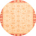 Round Machine Washable Oriental Orange Traditional Area Rugs, wshabs3768org