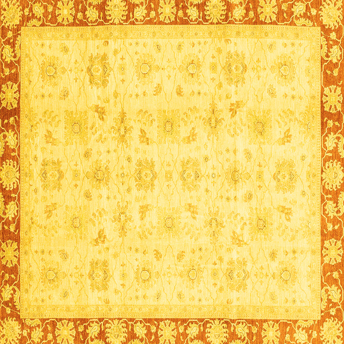 Square Machine Washable Oriental Yellow Traditional Rug, wshabs3768yw