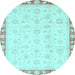 Round Oriental Light Blue Traditional Rug, abs3768lblu