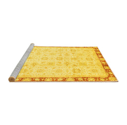 Sideview of Machine Washable Oriental Yellow Traditional Rug, wshabs3768yw