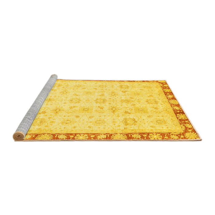 Sideview of Machine Washable Oriental Yellow Traditional Rug, wshabs3768yw