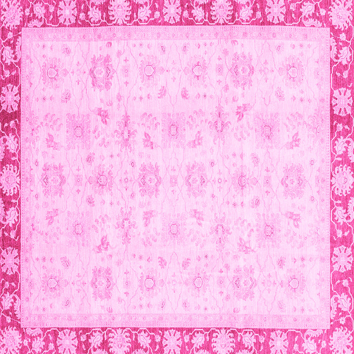 Square Machine Washable Oriental Pink Traditional Rug, wshabs3768pnk