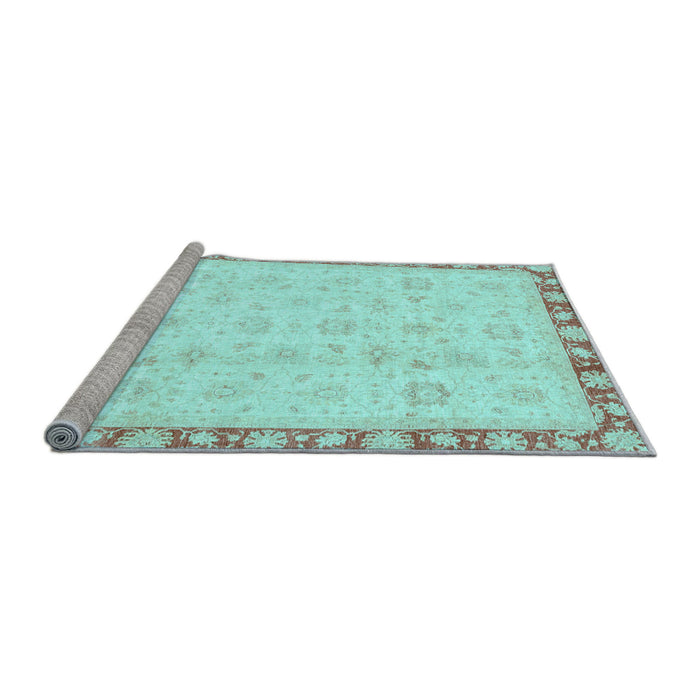 Sideview of Machine Washable Oriental Light Blue Traditional Rug, wshabs3768lblu