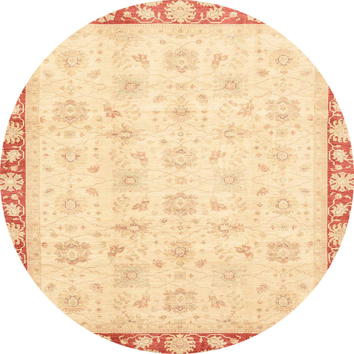 Round Abstract Sun Yellow Oriental Rug, abs3768