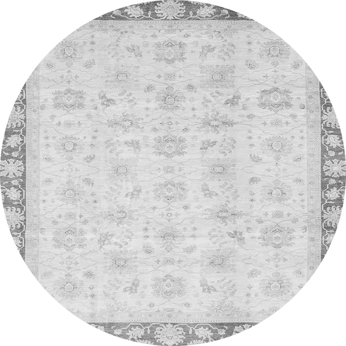Round Machine Washable Oriental Gray Traditional Rug, wshabs3768gry