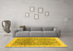 Machine Washable Oriental Yellow Modern Rug in a Living Room, wshabs3769yw