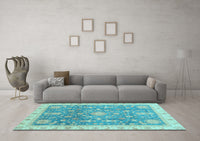 Machine Washable Oriental Light Blue Modern Rug, wshabs3769lblu