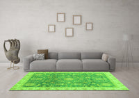 Machine Washable Oriental Green Modern Rug, wshabs3769grn