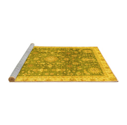 Sideview of Machine Washable Oriental Yellow Modern Rug, wshabs3769yw