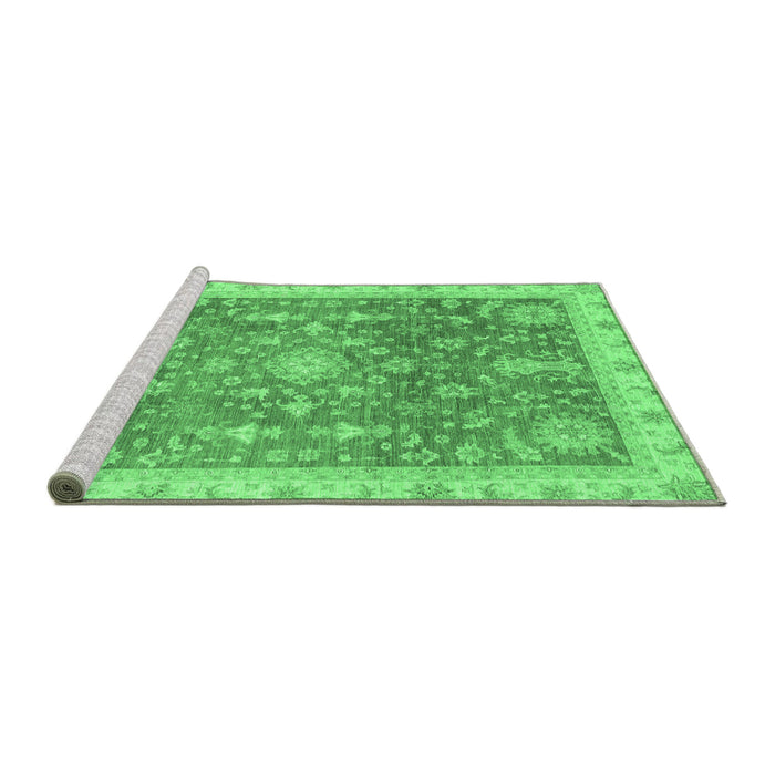 Sideview of Machine Washable Oriental Emerald Green Modern Area Rugs, wshabs3769emgrn