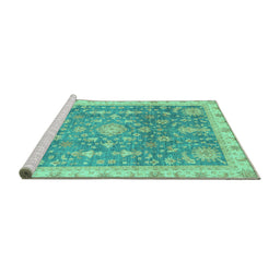 Sideview of Machine Washable Oriental Turquoise Modern Area Rugs, wshabs3769turq