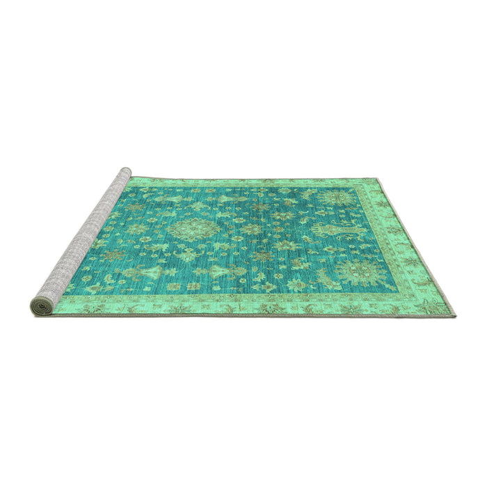 Sideview of Machine Washable Oriental Turquoise Modern Area Rugs, wshabs3769turq