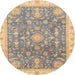 Round Abstract Dark Almond Brown Oriental Rug, abs3769