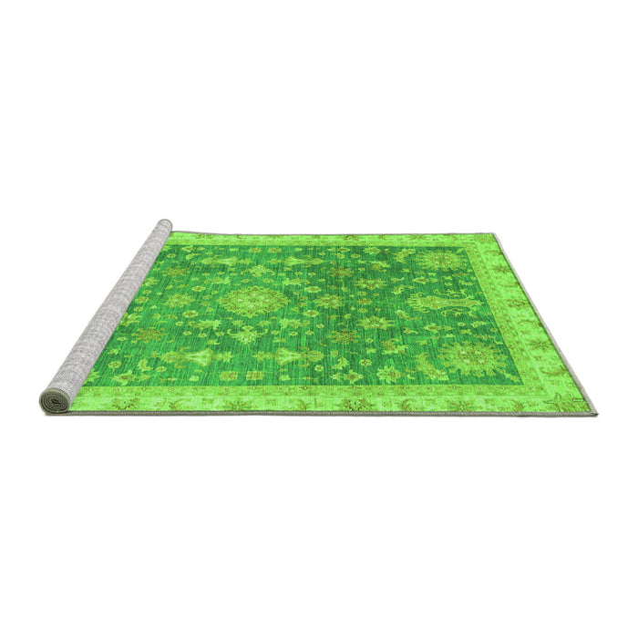 Sideview of Machine Washable Oriental Green Modern Area Rugs, wshabs3769grn