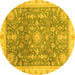 Round Oriental Yellow Modern Rug, abs3769yw