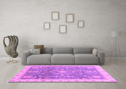 Machine Washable Oriental Purple Modern Area Rugs in a Living Room, wshabs3769pur