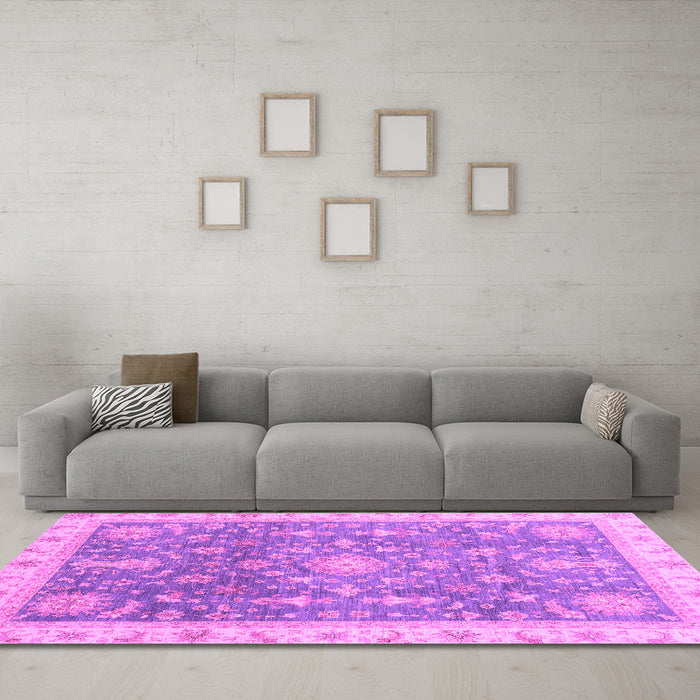 Machine Washable Oriental Purple Modern Area Rugs in a Living Room, wshabs3769pur