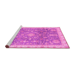Sideview of Machine Washable Oriental Pink Modern Rug, wshabs3769pnk