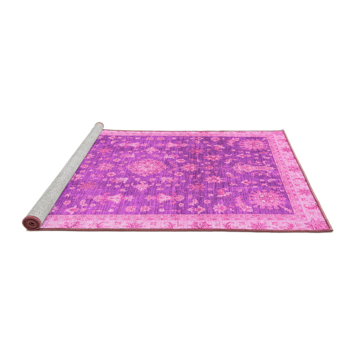 Sideview of Machine Washable Oriental Pink Modern Rug, wshabs3769pnk