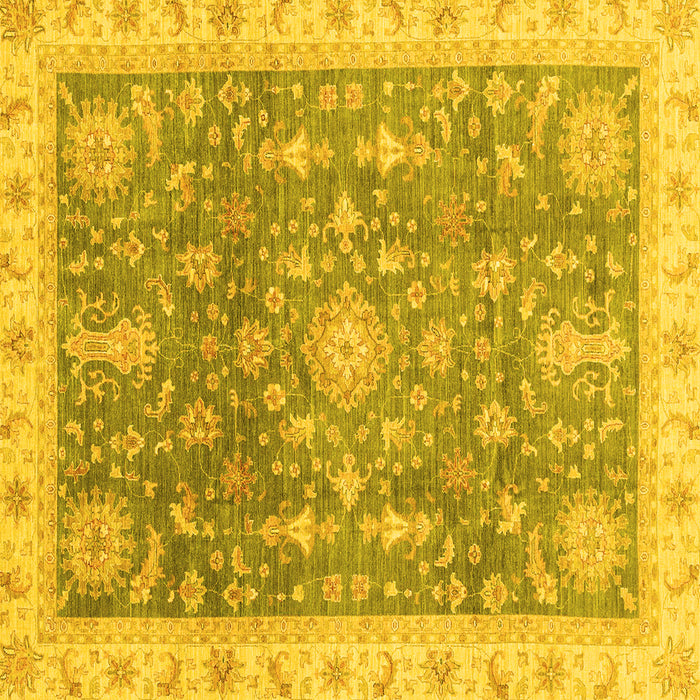 Square Machine Washable Oriental Yellow Modern Rug, wshabs3769yw