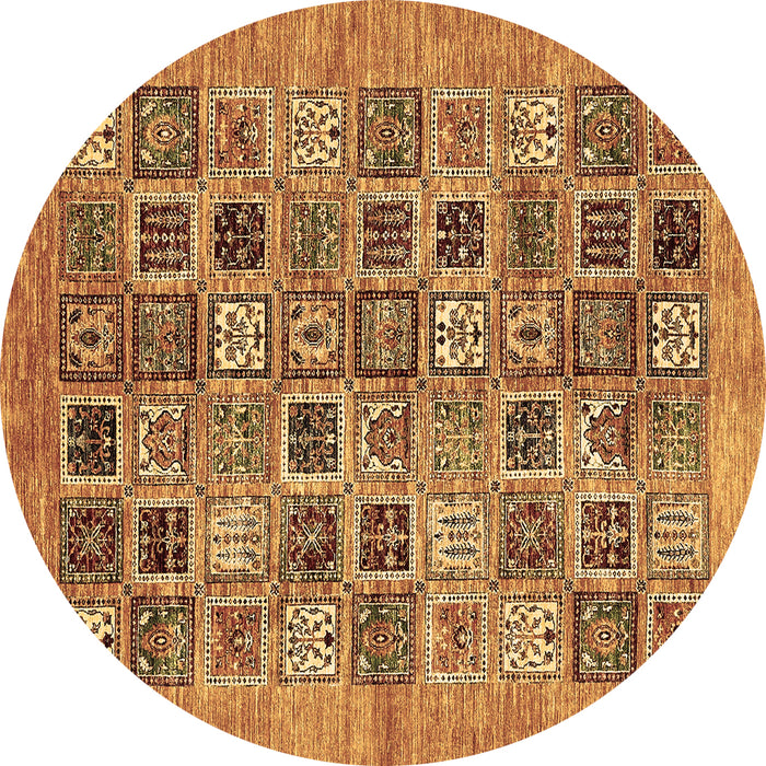 Round Machine Washable Oriental Brown Modern Rug, wshabs376brn