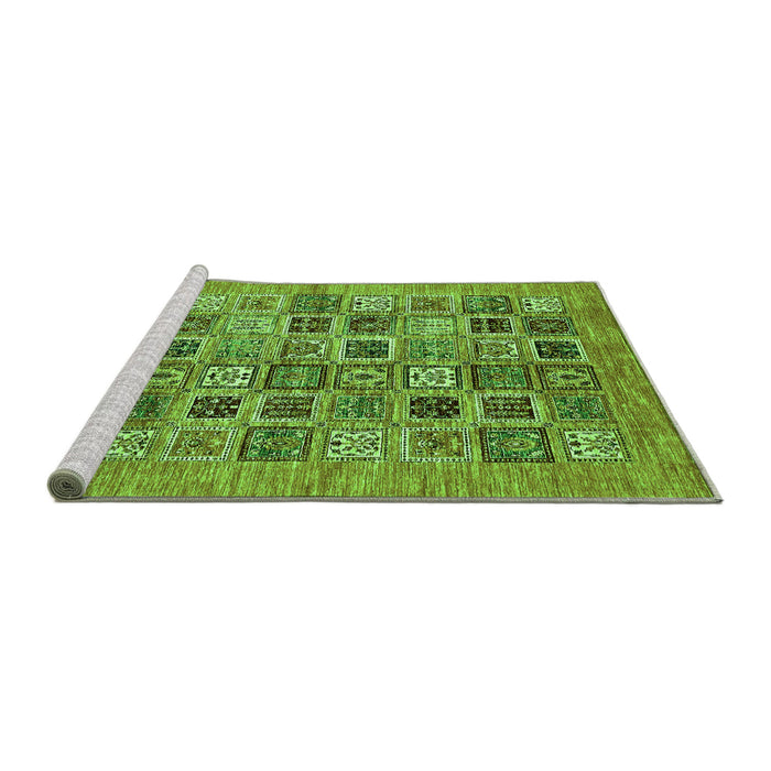 Sideview of Machine Washable Oriental Green Modern Area Rugs, wshabs376grn