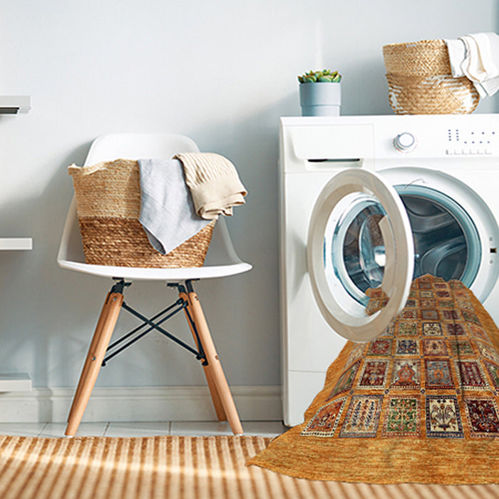 Machine Washable Abstract Orange Rug in a Washing Machine, wshabs376