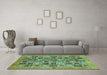 Machine Washable Oriental Turquoise Modern Area Rugs in a Living Room,, wshabs376turq