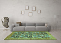 Machine Washable Oriental Turquoise Modern Rug, wshabs376turq