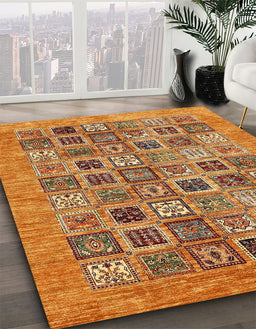 Abstract Orange Oriental Rug in Family Room, abs376