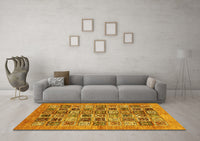 Machine Washable Oriental Yellow Modern Rug, wshabs376yw