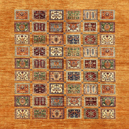Square Abstract Orange Oriental Rug, abs376