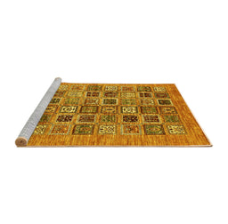 Sideview of Machine Washable Oriental Yellow Modern Rug, wshabs376yw