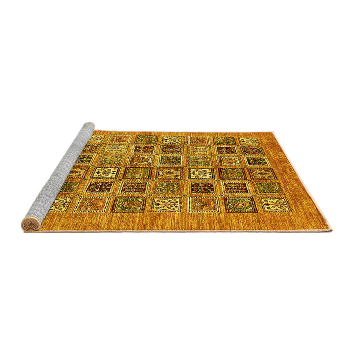 Sideview of Machine Washable Oriental Yellow Modern Rug, wshabs376yw