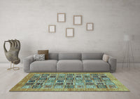 Machine Washable Oriental Light Blue Modern Rug, wshabs376lblu