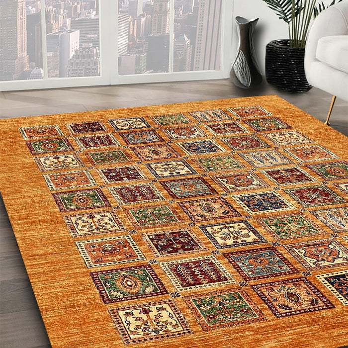 Machine Washable Abstract Orange Rug in a Family Room, wshabs376