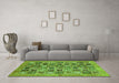 Machine Washable Oriental Green Modern Area Rugs in a Living Room,, wshabs376grn