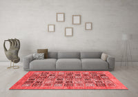 Machine Washable Oriental Red Modern Rug, wshabs376red