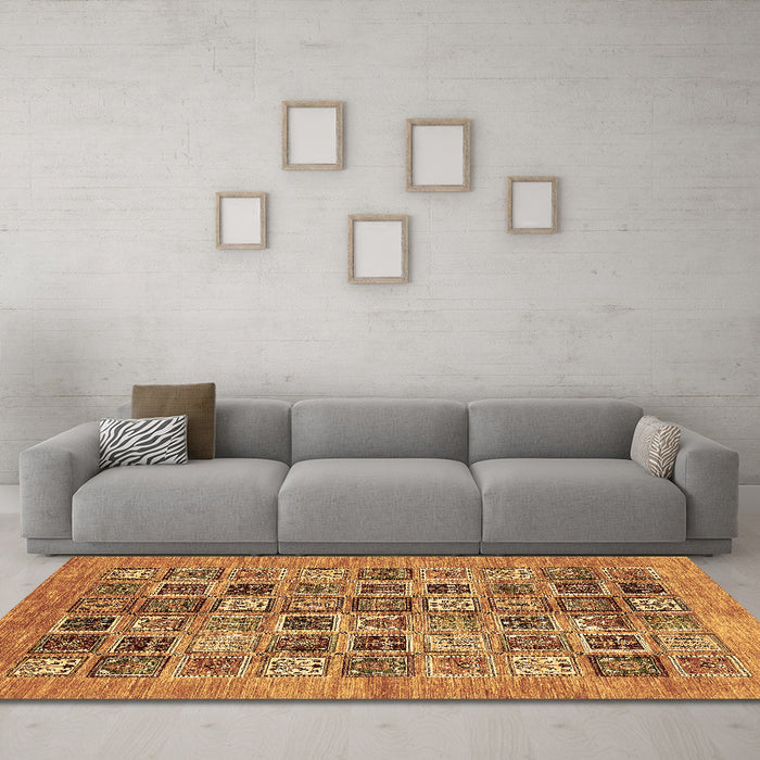 Machine Washable Oriental Brown Modern Rug in a Living Room,, wshabs376brn