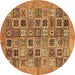 Round Oriental Brown Modern Rug, abs376brn