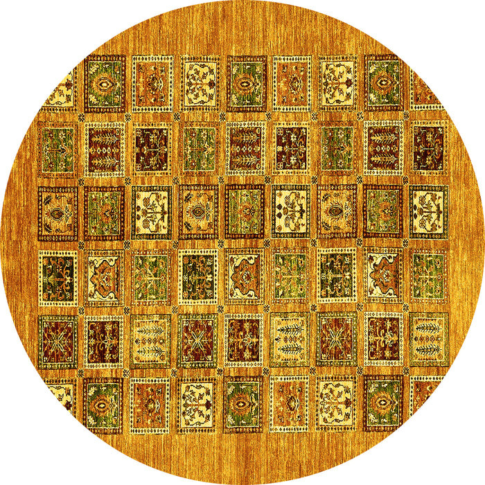 Round Oriental Yellow Modern Rug, abs376yw