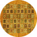 Round Oriental Yellow Modern Rug, abs376yw