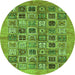 Round Oriental Green Modern Rug, abs376grn