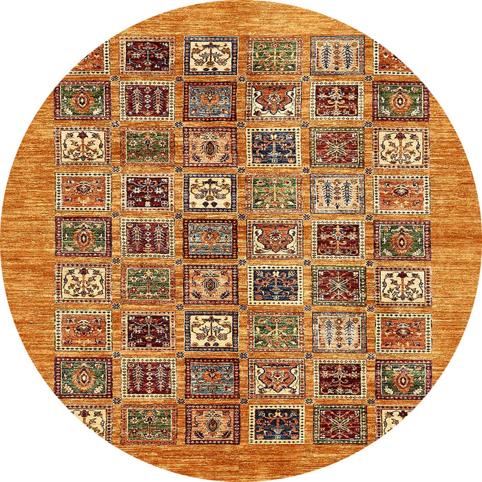 Round Machine Washable Abstract Orange Rug, wshabs376